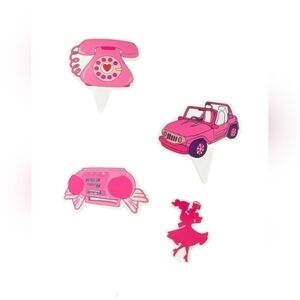 This product is a set of 12 pink paper decorations designed specifically for a P